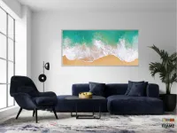 Quadro Decorativo Praia Mar Onda em Tecido Canvas 130x60 - Foto 5