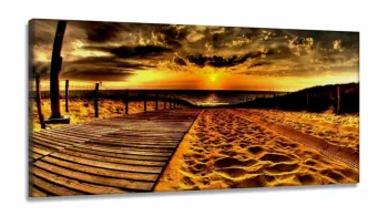 Quadro Decorativo Praia Sala Quarto Areia em Tecido Canvas 130x60