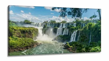 Quadro Decorativo Sala Quarto Escritório Paisagem Cachoeira em Tecido Canvas 130x60