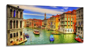 Quadro Decorativo Veneza Itália Paisagem Colorida em Tecido Canvas 130x60