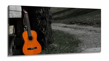 Quadro Decorativo Violão Paisagem Múscia em Tecido Canvas 130x60