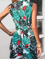SHEIN LUNE Botões na frente Tropical Estampa total Casual Conjunto de terno feminin - Foto 2