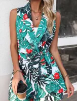 SHEIN LUNE Botões na frente Tropical Estampa total Casual Conjunto de terno feminin - Foto 3