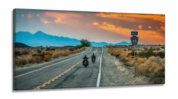 Quadro Estrada Rota 66 Paisagem Sala em Tecido Canvas 130x60