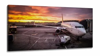 Quadro Paisagem Avião Boeing 737 Escritório em Tecido Canvas 130x60