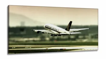 Quadro Paisagem Avião Decolando em Tecido Canvas 130x60