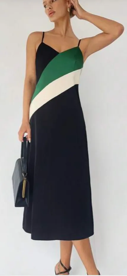 SHEIN BIZwear Bloco De Cores Vestido Cami Vestuário De Trabalho Imagem