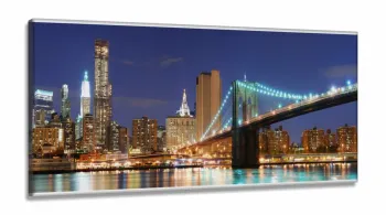 Quadro Paisagem De Nova York Vista Da Ponte Brooklyn em Tecido Canvas 130x60