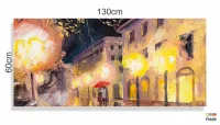 Quadro Paisagem Praça Luzes Estilo Leonid Afremov em Tecido Canvas 130x60 - Foto 3
