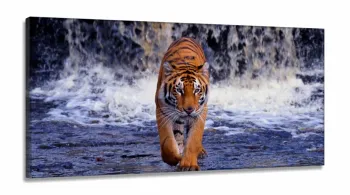 Quadro Tigre Paisagem Decorativo em Tecido Canvas 130x60