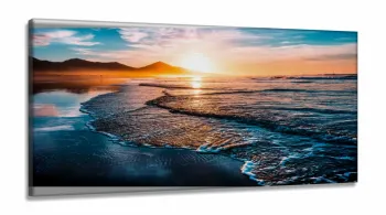 Quadros Decorativos Mar Paisagem Entardecer Sala Hall em Tecido Canvas 130x60