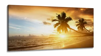 Quadros Decorativos Praia Sol Coqueiroem tecido canvas 130x60