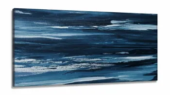 Quadro Decorativo Abstrato Azul Pintura em Tecido Canvas 130x60 cm