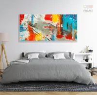 Quadro Decorativo Abstrato Moderno Pintura em Tecido Canvas 130x60 cm - Foto 6