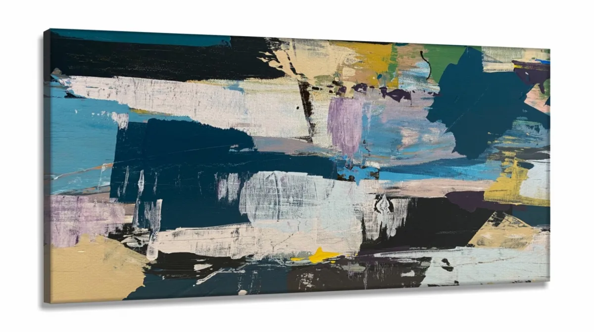 Quadro Decorativo Abstrato Pintura Artistica em Tecido Canvas 130x60 cm Imagem