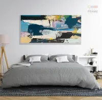 Quadro Decorativo Abstrato Pintura Artistica em Tecido Canvas 130x60 cm - Foto 6