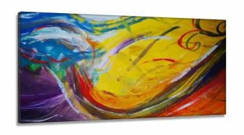 Quadro Decorativo Abstrato Pintura Color em Tecido Canvas 130x60 cm