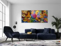 Quadro Decorativo Abstrato Pintura Colorida em Tecido Canvas 130x60 cm - Foto 5