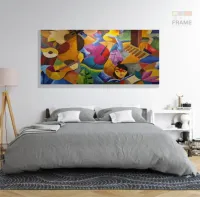 Quadro Decorativo Abstrato Pintura Colorida em Tecido Canvas 130x60 cm - Foto 6