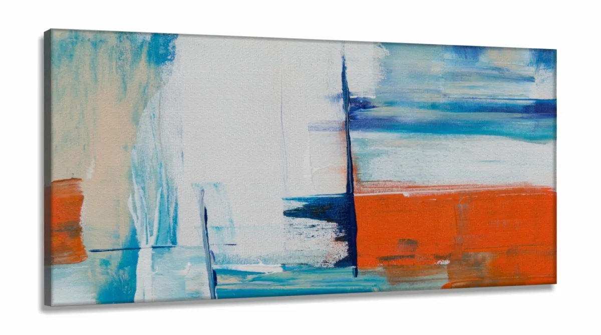 Quadro Decorativo Abstrato Pintura Moderno em Tecido Canvas 130x60 cm Imagem