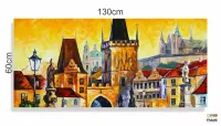 Quadro Decorativo estilo Pintura a óleo Casas em Tecido Canvas 130x60 - Foto 3