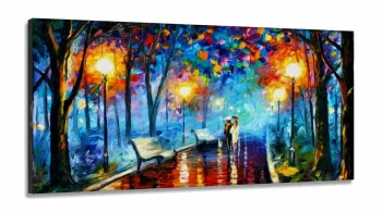 Quadro Decorativo Estilo Pintura Azul Artistico em Tecido Canvas 130x60 cm
