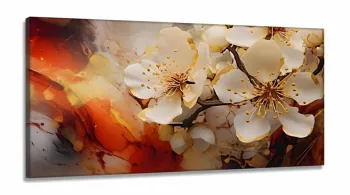 Quadro Decorativo Flores Modernas Pintura em Tecido Canvas 130x60 cm
