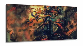 Quadro Decorativo Ganesha Lord Pintura em Tecido Canvas 130x60 cm