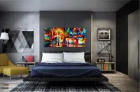 Quadro Decorativo Moderno Pintura Colorido  em Tecido Canvas 130x60 cm - Foto 4