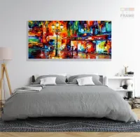 Quadro Decorativo Moderno Pintura Colorido  em Tecido Canvas 130x60 cm - Foto 6