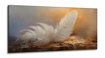 Quadro Decorativo Pena Pintura  em Tecido Canvas 130x60 cm