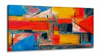 Quadro Decorativo Pintura Abstrata Desing em Tecido Canvas 130x60 cm