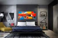 Quadro Decorativo Pintura Abstrata Desing em Tecido Canvas 130x60 cm - Foto 4