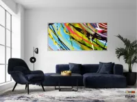 Quadro Decorativo Pintura Abstrata em Tecido Canvas 130x60 cm - Foto 5