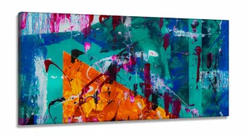 Quadro Decorativo Pintura Abstrato em Tecido Canvas 130x60 Hall de Entrada