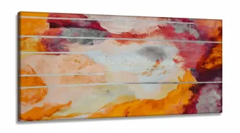 Quadro Decorativo Pintura Amarelo Artistico em Tecido Canvas 130x60 cm