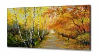 Quadro Decorativo Pintura Caminho No Outono em Tecido Canvas 130x60 - Foto 2