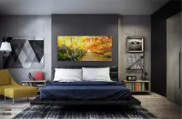 Quadro Decorativo Pintura Caminho No Outono em Tecido Canvas 130x60 - Foto 4