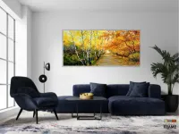 Quadro Decorativo Pintura Caminho No Outono em Tecido Canvas 130x60 - Foto 5