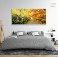 Quadro Decorativo Pintura Caminho No Outono em Tecido Canvas 130x60 - Foto 6