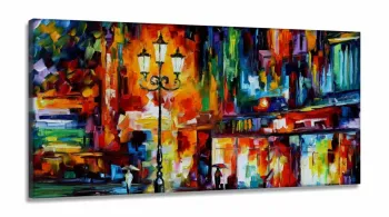Quadro Decorativo Pintura Colorida para Hall em Tecido Canvas 130x60