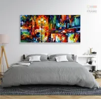 Quadro Decorativo Pintura Colorida para Hall em Tecido Canvas 130x60 - Foto 6