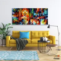 Quadro Decorativo Pintura Colorida para Hall em Tecido Canvas 130x60 - Foto 7