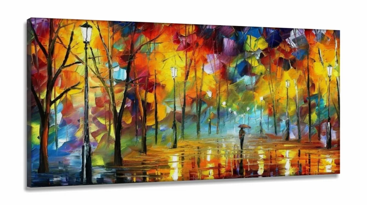 Quadro Decorativo Pintura Colorida Sala Quarto em Tecido Canvas 130x60 cm Imagem