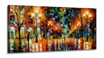 Quadro Decorativo Pintura Estilo Afremov  em Tecido Canvas 130x60 cm