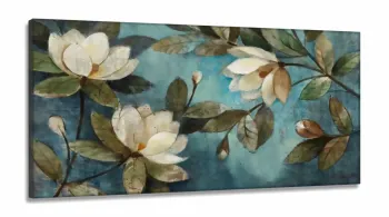 Quadro Decorativo Pintura Folhas em Tecido Canvas 130x60 cm