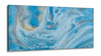 Quadro Decorativo Pintura Marmore Azul em Tecido Canvas 130x60 cm
