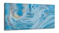 Quadro Decorativo Pintura Marmore Azul em Tecido Canvas 130x60 cm