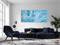 Quadro Decorativo Pintura Marmore Azul em Tecido Canvas 130x60 cm - Foto 5