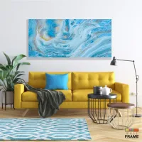 Quadro Decorativo Pintura Marmore Azul em Tecido Canvas 130x60 cm - Foto 7